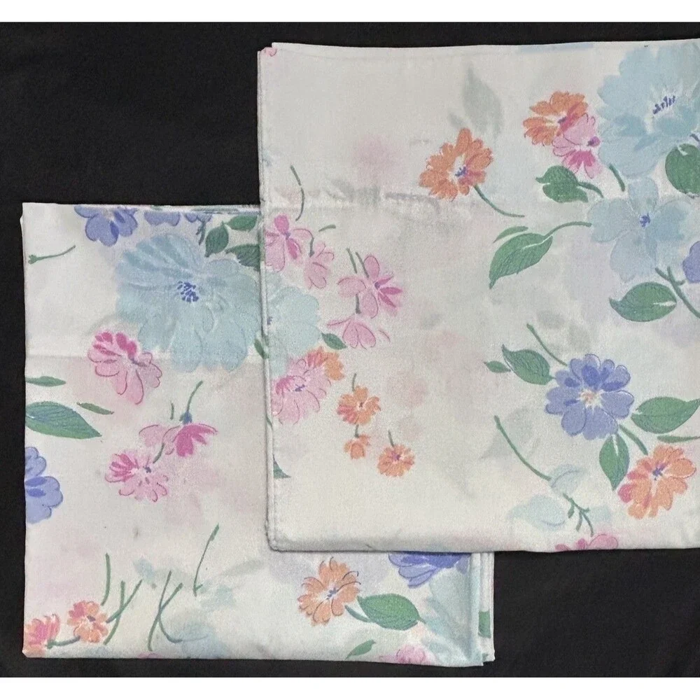Vintage Cannon Pillowcase Pair King Pink Blue Pastel Floral 39 x 20 READ